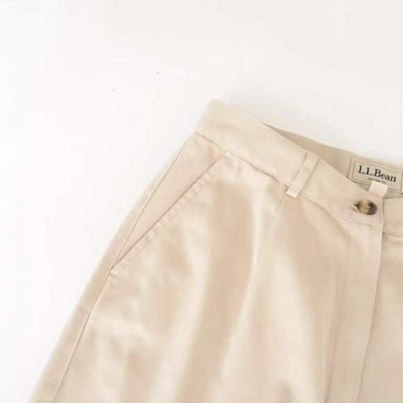 L.L. Bean Beige Straight  Leg 100% Cotton Pants 12 Tall - Picture 9 of 10